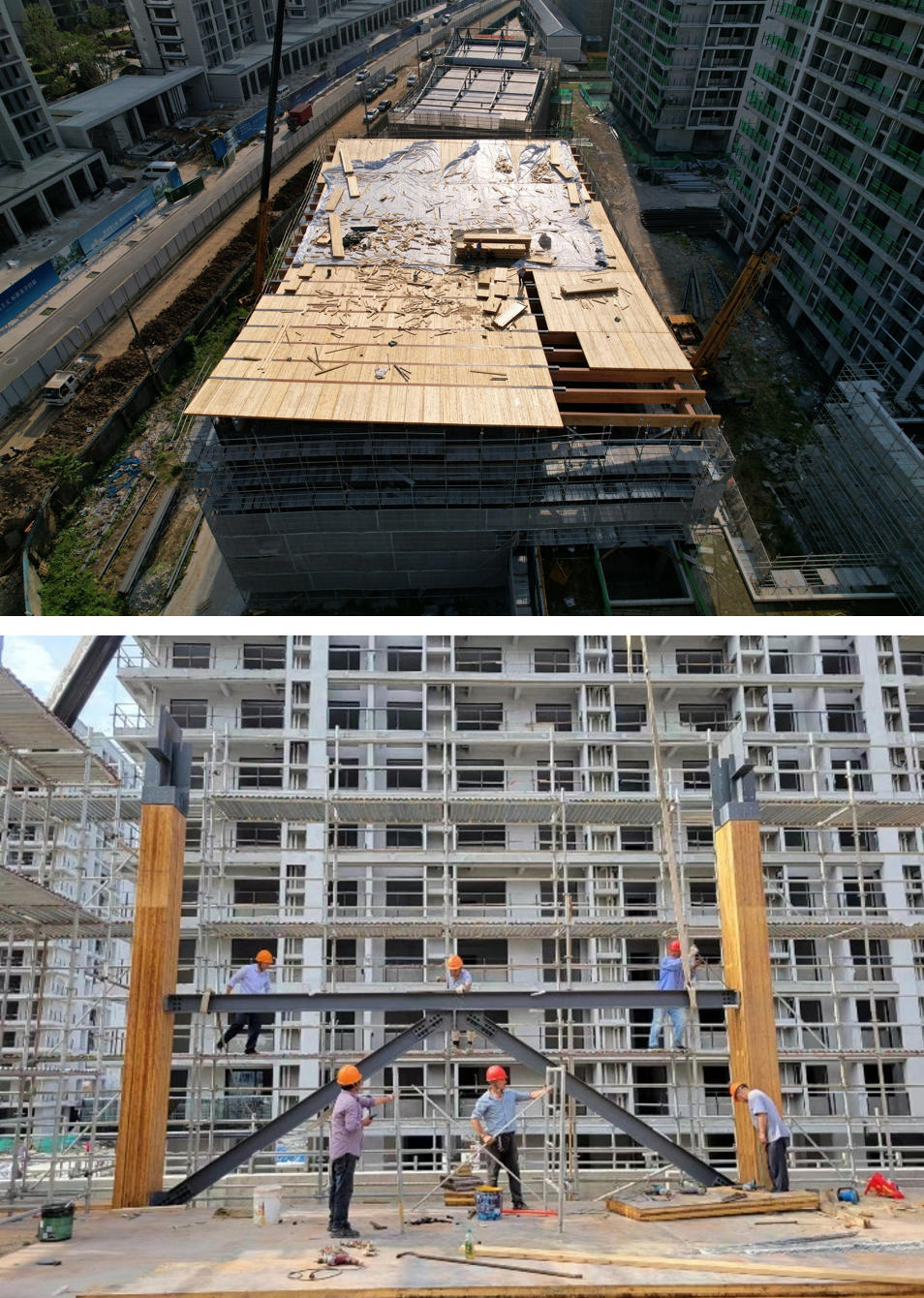 Platform construction with CLBT floor slab assembly